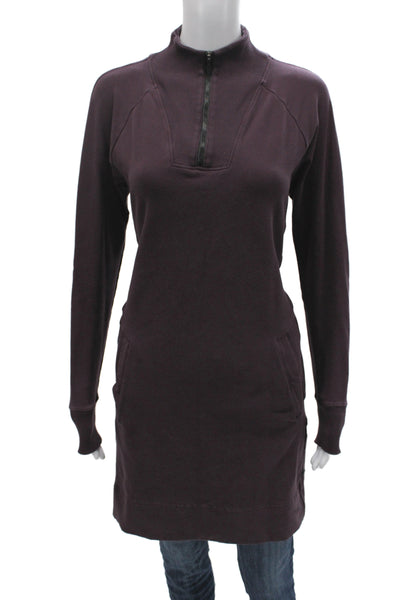 American Giant Women Purple Tunic Sweatshirt Mock Neck Zip Long Sleeve Size M