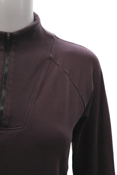 American Giant Women Purple Tunic Sweatshirt Mock Neck Zip Long Sleeve Size M