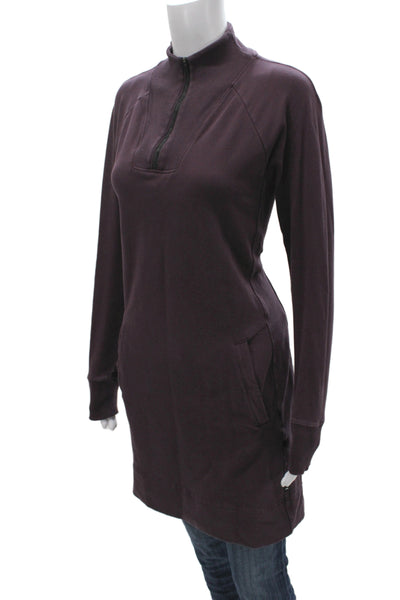 American Giant Women Purple Tunic Sweatshirt Mock Neck Zip Long Sleeve Size M