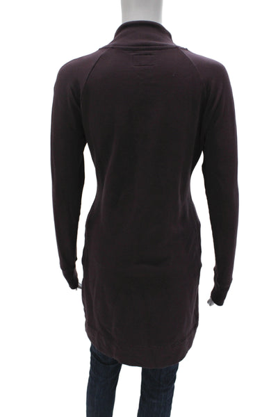 American Giant Women Purple Tunic Sweatshirt Mock Neck Zip Long Sleeve Size M
