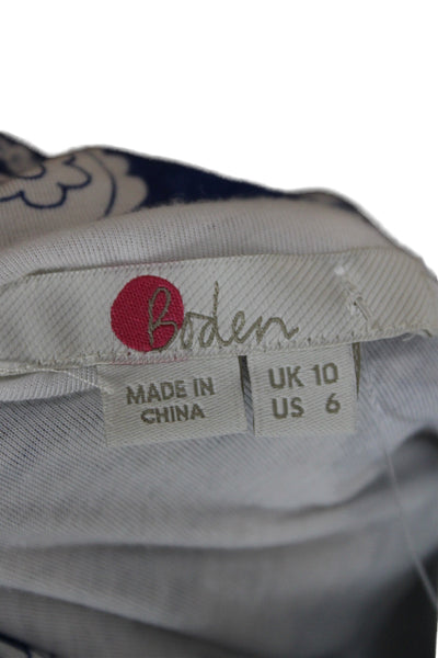 Boden Women Blouson Maxi Dress Blue Floral Short Sleeve Round Neck Size 6