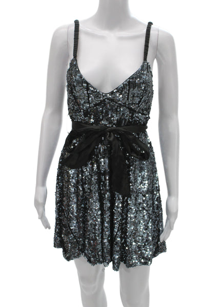 Atmosphere Womens Black Mini Slip Dress V-Neck Tie Sleeveless Size 8
