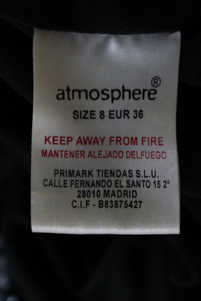 Atmosphere Womens Black Mini Slip Dress V-Neck Tie Sleeveless Size 8
