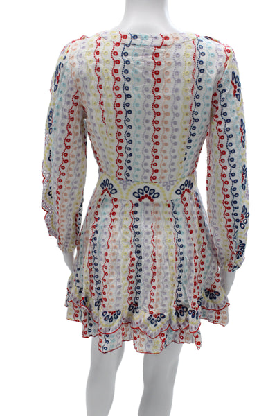 Red Carter Women Fit & Flare Mini Dress Red V-Neck Long Sleeve Zip Size S