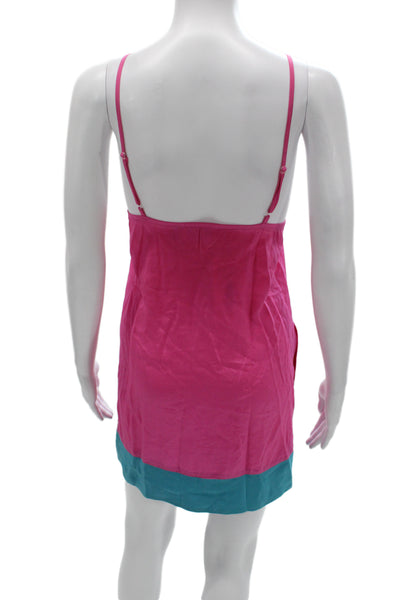 Yumi Kim Women Slip Dress Pink Silk V-Neck Sleeveless Short Solid Size S