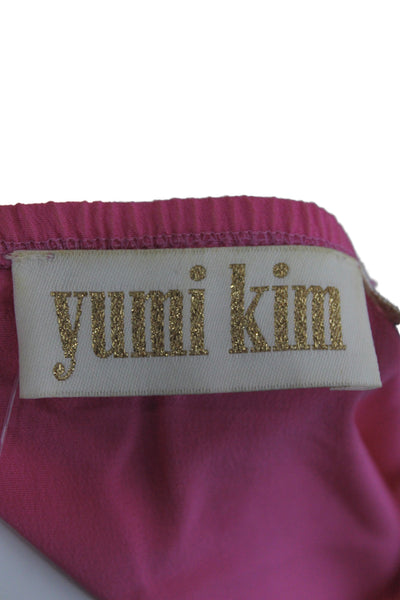 Yumi Kim Women Slip Dress Pink Silk V-Neck Sleeveless Short Solid Size S