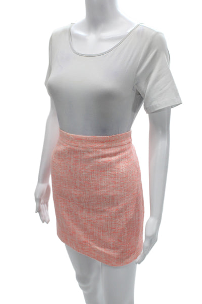 J Crew Women Pink Mini Pencil Skirt Cotton Polyester Sequined Size 2