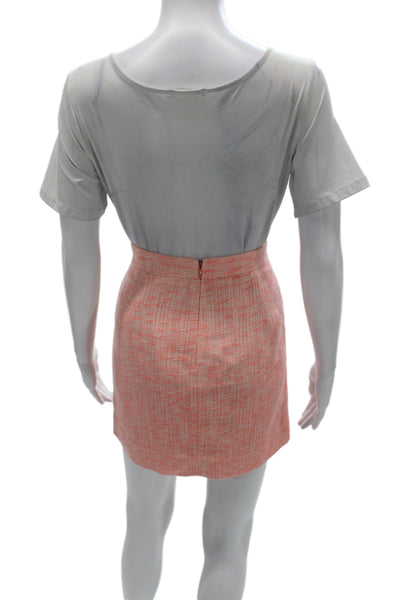 J Crew Women Pink Mini Pencil Skirt Cotton Polyester Sequined Size 2