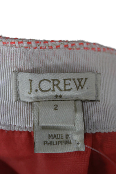 J Crew Women Pink Mini Pencil Skirt Cotton Polyester Sequined Size 2