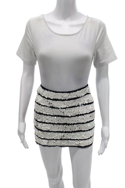 J Crew Women Pink Mini Pencil Skirt Cotton Polyester Sequined Size 2