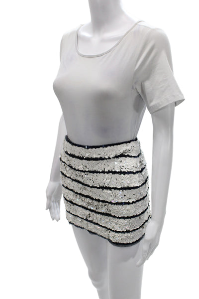 J Crew Women Pink Mini Pencil Skirt Cotton Polyester Sequined Size 2
