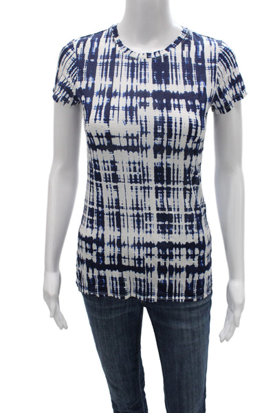 Vince Women Jersey Crew Neck Short Sleeve T-Shirt Blue Pima Cotton Size XS
