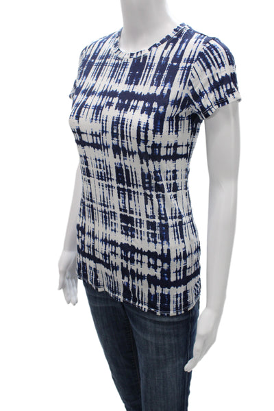 Vince Women Jersey Crew Neck Short Sleeve T-Shirt Blue Pima Cotton Size XS