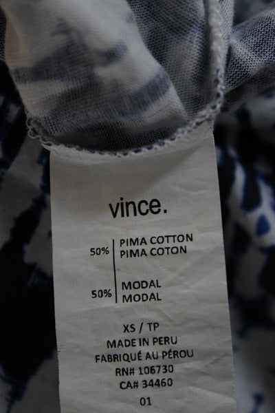 Vince Women Jersey Crew Neck Short Sleeve T-Shirt Blue Pima Cotton Size XS