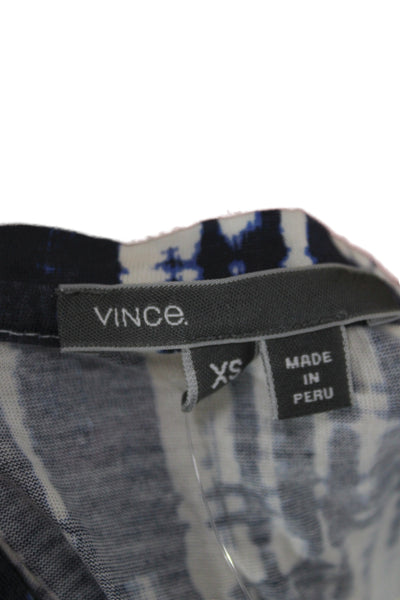 Vince Women Jersey Crew Neck Short Sleeve T-Shirt Blue Pima Cotton Size XS