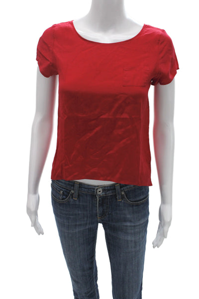 Gryphon New York Womens Silk Basic Round Neck Short Sleeve Blouse Size S