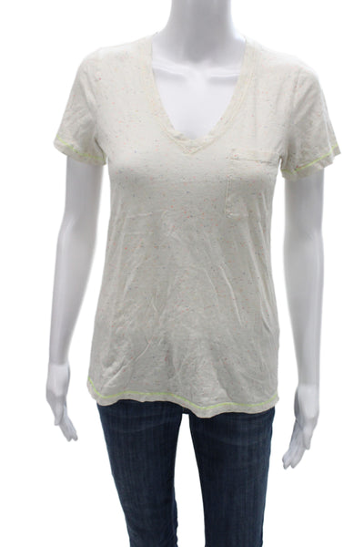 Madewell Womens Basic V-Neck White Short Sleeve T-Shirt 99% Cotton Size S
