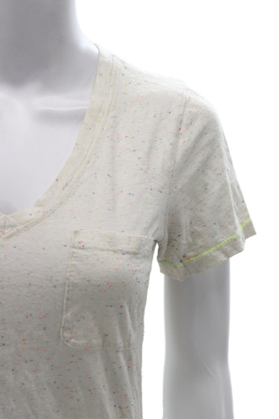 Madewell Womens Basic V-Neck White Short Sleeve T-Shirt 99% Cotton Size S