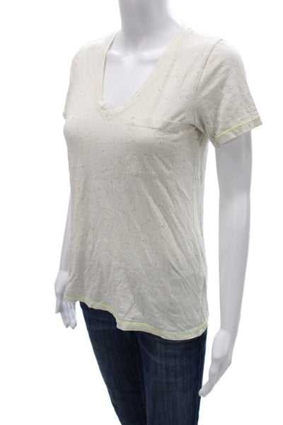 Madewell Womens Basic V-Neck White Short Sleeve T-Shirt 99% Cotton Size S