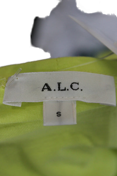 ALC Womens Yellow Cotton Square Neck Jersey T-Shirt Long Sleeve Size S