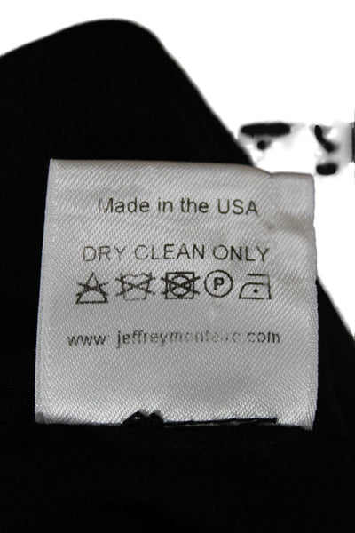 Jeffrey Monteiro Women Black Silk V-Neck Tie Short Sleeve Blouse Size 2