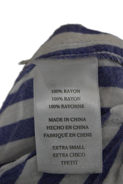 Rails Womens Blue Striped Collared Rayon Long Sleeve Button-Up Size XS Petite