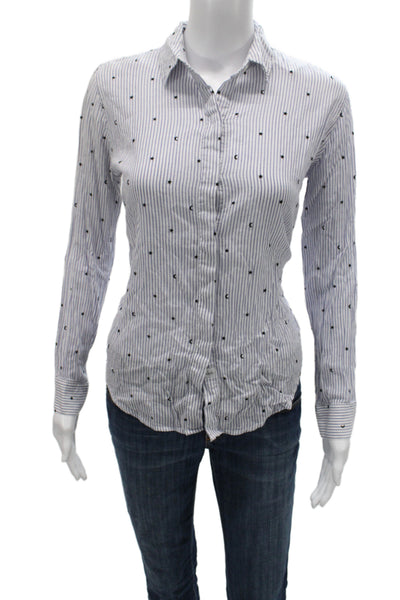 Rails Womens Collared Striped Button-Up Blouse Long Sleeve Petite Size XS