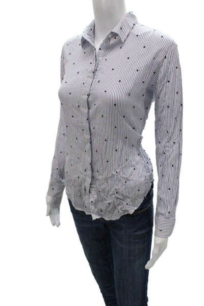 Rails Womens Collared Striped Button-Up Blouse Long Sleeve Petite Size XS