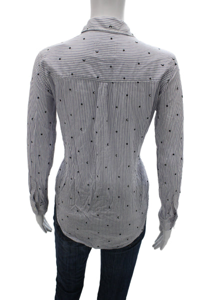 Rails Womens Collared Striped Button-Up Blouse Long Sleeve Petite Size XS