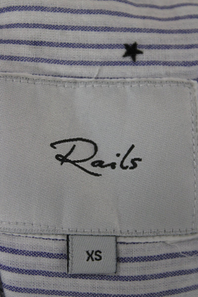 Rails Womens Collared Striped Button-Up Blouse Long Sleeve Petite Size XS
