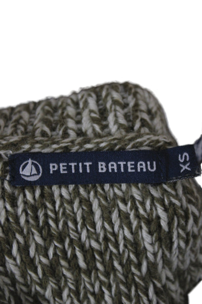 Petit Bateau Unisex Pullover Sweater Green Crew Neck Wool Cotton Size XS