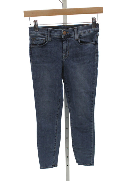 J Brand Women Skinny Ankle Jeans Dark Blue Mid Rise Button Size 25