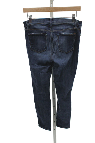 J Brand Women Ankle Skinny Jeans Dark Blue Mid Rise Button Size 26