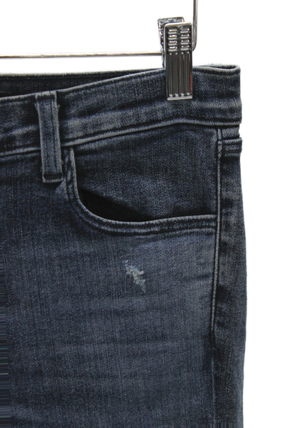 J Brand Womens Cropped Ankle Jeans Dark Blue Mid Rise Button Size 28