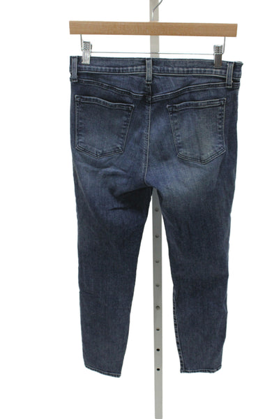 J Brand Womens Cropped Ankle Jeans Dark Blue Mid Rise Button Size 28