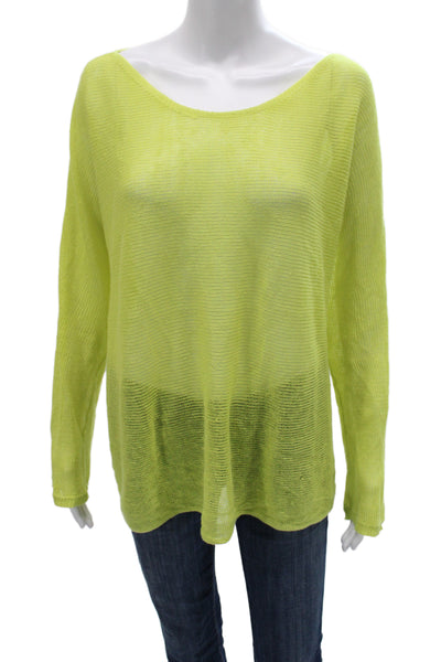 Eileen Fisher Womens Pullover Sweater Yellow Linen Long Sleeve Size 1X