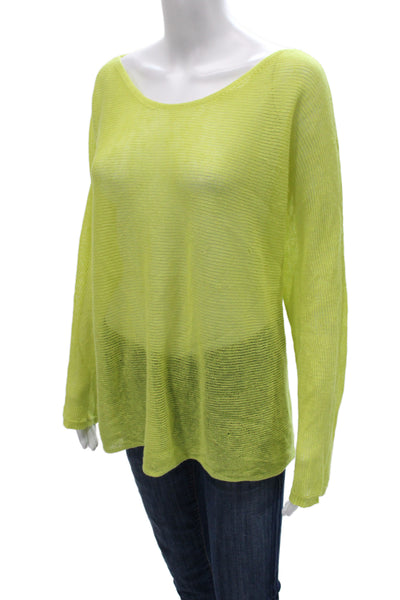 Eileen Fisher Womens Pullover Sweater Yellow Linen Long Sleeve Size 1X
