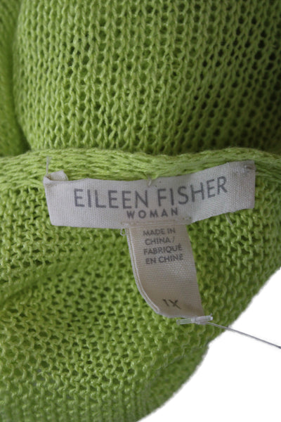 Eileen Fisher Womens Pullover Sweater Yellow Linen Long Sleeve Size 1X