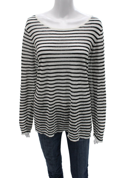 Eileen Fisher Women Striped Round Neck Long Sleeve Cotton Polyester Top Size 1X