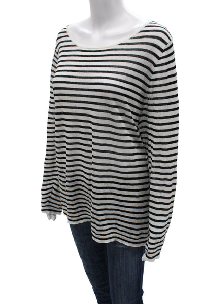 Eileen Fisher Women Striped Round Neck Long Sleeve Cotton Polyester Top Size 1X