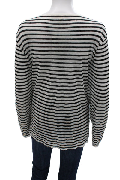 Eileen Fisher Women Striped Round Neck Long Sleeve Cotton Polyester Top Size 1X