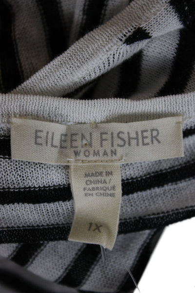Eileen Fisher Women Striped Round Neck Long Sleeve Cotton Polyester Top Size 1X