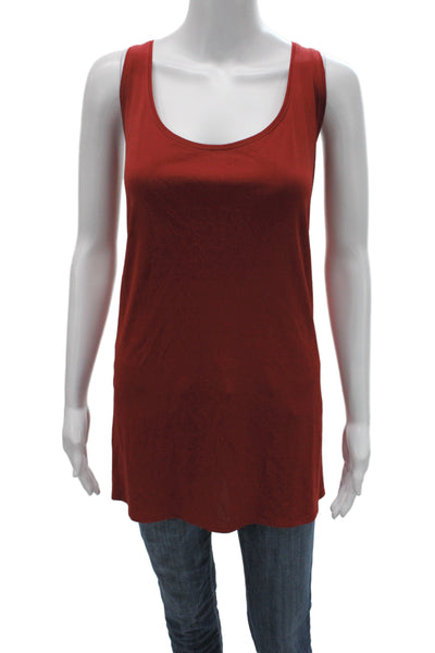 Eileen Fisher Womens Red Silk Sleeveless Tunic Tank Round Neck Basic Size 2X