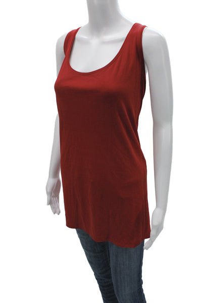 Eileen Fisher Womens Red Silk Sleeveless Tunic Tank Round Neck Basic Size 2X