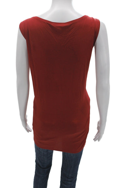 Eileen Fisher Womens Red Silk Sleeveless Tunic Tank Round Neck Basic Size 2X