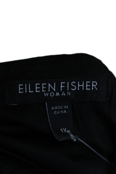 Eileen Fisher Women Black Cotton Polyester Camisole Round Neck Size 1X
