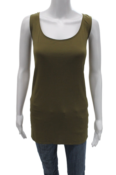 Eileen Fisher Women Green 100% Silk Basic Tank Round Neck Sleeveless Size 1X