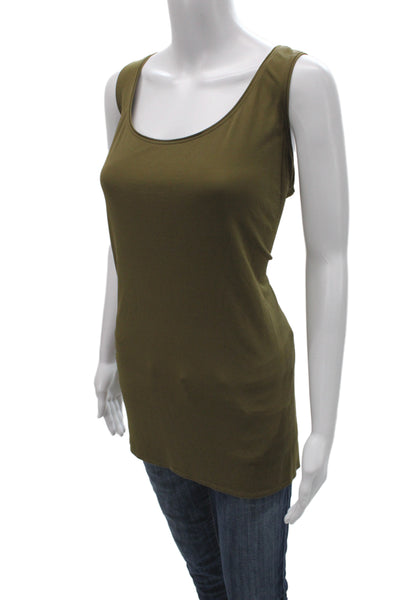 Eileen Fisher Women Green 100% Silk Basic Tank Round Neck Sleeveless Size 1X