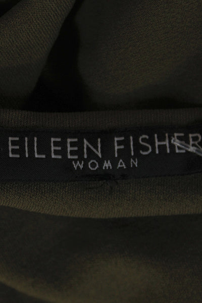 Eileen Fisher Women Green 100% Silk Basic Tank Round Neck Sleeveless Size 1X