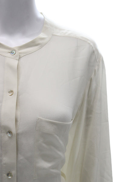Eileen Fisher Women Tunic Blouse White Silk Long Sleeve Button Size 1X